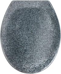 WENKO, Toilet Seat Ottana, Duroplast, Granite Design, Non-Slam Anti-Bacterial Seat for Bathroom, Soft Close & Easy Clean, 37x44.5cm, Multicoloured