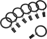 Amazn Basics Curtain Rod Clip Rings for 2.54 CM Rod- Set of 7-Black