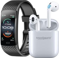 TOUCHMATE Waterproof Fitness Band with Wireless Bluetooth TWS Earbuds TM-SW100BT