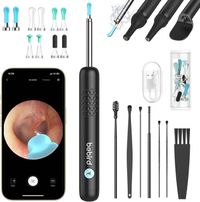 Bebird R1+ Ear Cleaner, Earpick Ear Wax Removal Tools with LED Light Visual Earpick Ear Spoon Ear Cleaner for Ear Health Care Ear Cleaning Tool - Black