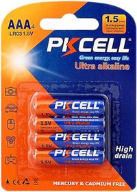 PKCELL AAA 1.5v Ultra Alkaline High Drain Heavy Duty LR03 - Pack of 4