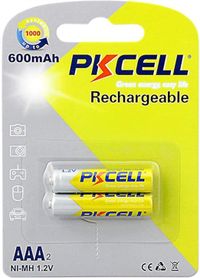 PKCELL Rechargeable AAA Batteries with 600mah 1.2V Ni-MH High Capacity -2 Pieces