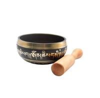 Authentic Himalayan Singing Bowl Single Set Handcrafted in Nepal Includes Traditional Wooden Striker Ideal for Healing, Mindfulness, Meditation, and Yoga 272 Grams - Black