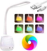 Desk Lamp, Draxon RGB Table Lamp With Desk Organizer Pen Holder, Touch Control, 3 Color Temperatures With 3 Brightness Level, USB Port For Bedroom Living Room & Desk Office