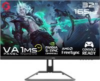 GAMEON GOE32FHD165VA E-sports Series Gaming Monitor 32 Inch, 1920x1080p FHD VA Panel, 165Hz Refresh Rate, 1ms Response Time, Adjustable Stand, Supports Adaptive Sync Premium, HDMI 2.1, HDR - Black