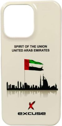 Excuse Premium iPhone 15 Pro Max Protective Phone Case Back Cover Spirit of the Union National Day UAE Flag Mobile Case Hybrid 2 Layer Hard Shell Silicone Protective Case Luxury