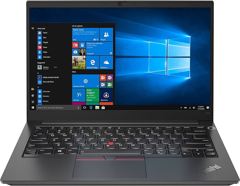 Lenovo ThinkPad E14 G2, Core i5-1135G7 Generation, 16GB DDR4 Ram, 256GB SSD, 14 inches FHD Display, Windows 11 Pro, Fingerprint, ENG K.B - Black