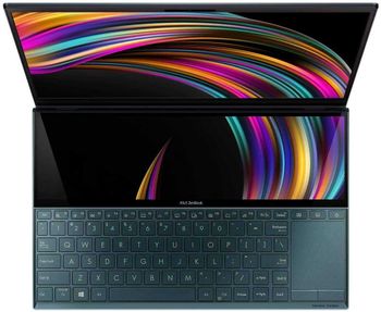 Asus ZenBook Duo UX481FL-BM021TS Laptop (Celestial Blue) - Intel i7-10510U 4.9 GHz, 16 GB RAM, 1000 GB SSD, Nvidia GeForce MX250, 14 inches,Windows 10, Eng-Arb-KB