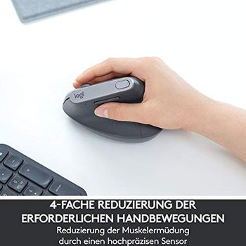 Logitech MX Vertical Ergonomic Wireless Mouse, Multi-Device, Bluetooth or 2.4GHz Wireless with USB Unifying Receiver, 4000 DPI Optical Tracking, 4 Buttons, Fast Charging, Laptop/PC/Mac/iPad OS- Black