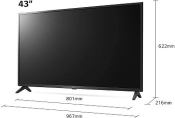 LG 43 Inch 4K UHD Active HDR ThinQ WebOS Smart TV With Freeview Play, Prime Video, Netflix, Disney+, Google Assistant, and Alexa Compatible 43UP77006LB Black
