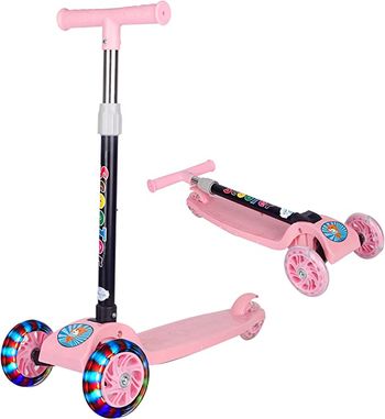 Beauenty Folding 3 Wheel Scooter for Kids Toddler Scooter with LED