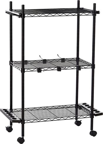 Old Cedar Outfitters Adjustable 3-Shelf Rolling Tackle Trolley for