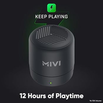 Mivi Play Bluetooth Speaker with 12 Hours Playtime. Wireless Speaker Made in India with Exceptional Sound Quality, Portable and Built in Mic-Black