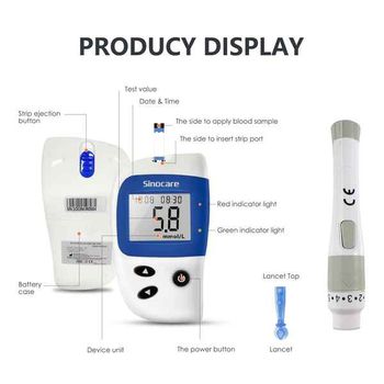 SINOCARE Safe Accu 2 Blood Glucose Monitoring System With 50 test strips and 50 Lancets (Bundle)