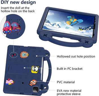 KM Shockproof Case Compatible with iPad 9th 10.2 Inch 2021 I pad pro 10.5 inches 2017 Ipad Air 3 10.5inches 2019 Kids Cover with Pencil Holder/Handle/Stand - Navy Blue