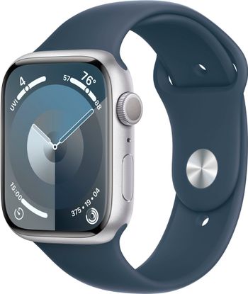 Apple Smart Watch Series 9 45MM/SM (GPS) (MR9D3LL/A) Silver Aluminum - Storm Blue