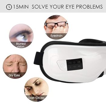 Rechargeable Eye Massager with Heating Air Pressure Vibration Vision Care Device for Dry Eye Relax Eye Vision Dark Circles Stress Relief