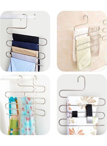 Shape Clothes Hangers Pants Storage Hangers Cloth Rack Multilayer Storage Closet Organizer Clothes drying hanger 5 layers S