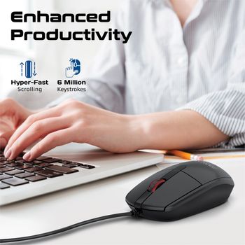 Promate Wired Mouse, Ergonomic Ambidextrous Optical Mouse with 6 million Keystrokes, 1200DPI, 3 Buttons, Hyper-Fast Scrolling, 1.5m Cord and Anti-Slip Grip for MacBook Pro, iMac, ASUS, Dell, CM-1200