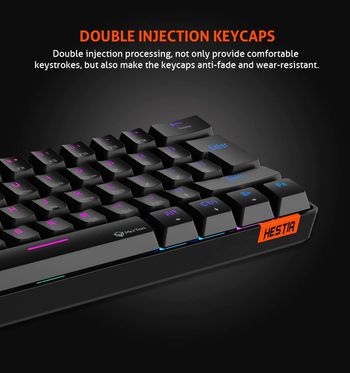 MEETION RGB Backlit Mini 61 Keys, 60% Mini Blue Switch Mechanical Keyboard Black MT-MK005