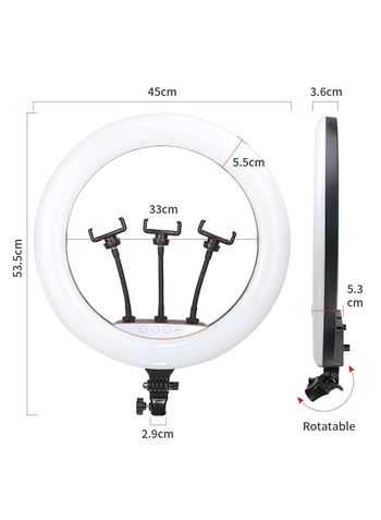 Portable MJ46 18'' RGB Desktop Soft LED Ring Light 16 RGB Colours with Three Mobile Holder & Mini Stand for Making YouTube, Insta Reels, Makeup Videos