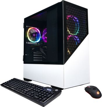 كمبيوتر سطح المكتب CyberPowerPC GMS AMD رايزن 7 - رام 16 جيجابايت - 2 تيرابايت اس اس دي (GMA5400BSTV10) أبيض - ويندوز 11