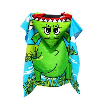 UKR Kids Hooded towel 60 X 120 Size | Multicolor | Multi-designs Dinosaur