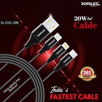 SONILEX micro lightning type-C USB charging Cable SL-CDC298 brown