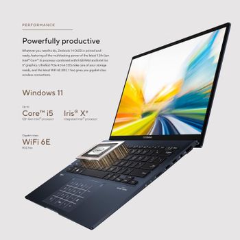 ASUS Zenbook 14 OLED Q409ZA Nano Edge 14 Inch 2.8k OLED 90Hz Pantone Validated Display With EYE Protection- 12h Gen Core i5 1240p Processor - 8GB LPDDR5 Ram-512GB NVMe SSD-Thunderbolt 4 Type C-Numpad Embedded Trackpad - Backlit USA KB - DOLBY ATMOS Sound