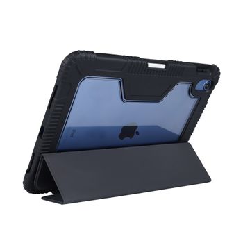 Max&Max Rugged Case For Apple Ipad 10.9" 10th Generation Drop Protection/Anti-Slip/Kids Friendly, Pencil Or Crayon Holder, Clear Transparent Back (Black)