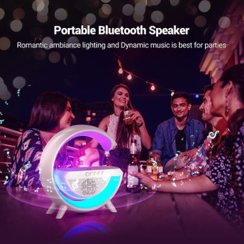 Wireless Charger Atmosphere Lamp, Portable LED Bluetooth Speaker Wireless Charger with Desk Lamp Bedside RGB Night Light, App Control Mini Music Lamp