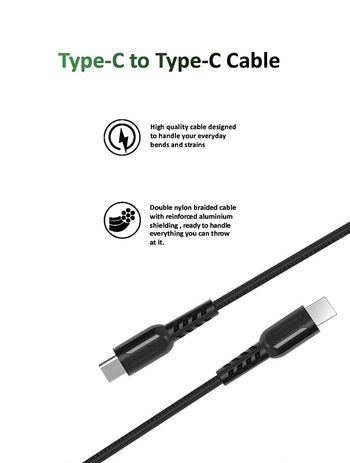 Max & Max  Type-C to Type-C PD Fast Charging & Data Cable Aluminum alloy head Compatible with iPad mini, MacBook Pro 14" 16", Samsung S21+ S22 S23 Ultra, Huawei, Xiaomi 2 Meter