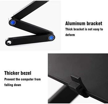 Adjustable Laptop Stand Table Desk Portable Aluminum Ergonomic Lapdesk For TV Bed Sofa PC Notebook Desk Stand With Mouse Pad Black