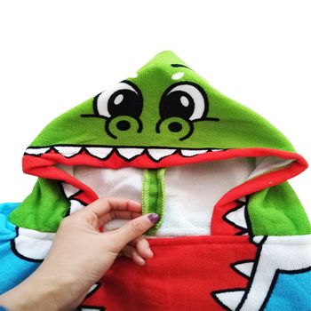 UKR Kids Hooded towel 60 X 120 Size | Multicolor | Multi-designs Dinosaur