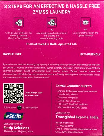 Zymss Laundry Sheets 30 sheets - Lemon Flavor