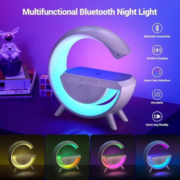 Wireless Charger Atmosphere Lamp, Portable LED Bluetooth Speaker Wireless Charger with Desk Lamp Bedside RGB Night Light, App Control Mini Music Lamp