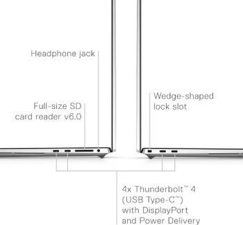 ديل XPS 17 9710 - أعلى المواصفات - انتل كور i9 11980HK - رام 64 جيجا بايت NVMe SSD - DDR4 بسعة 1 تيرابايت -17 بوصة الترا اتش دي + 3840x2400  المس عرض 500 شمعة في المتر المربع -6 جيجا ار تي اكس 3060 - ويندوز 11 برو - فضي