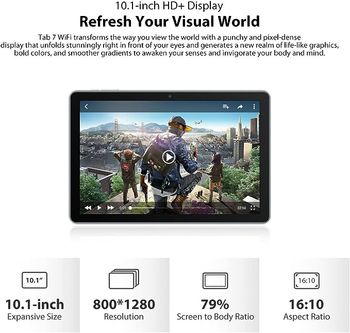 Blackview Tab 7 10.1 Inch Android 12 Tablet HD+ IPS Display, Quad-core 3GB RAM+64GB ROM 1TB External SD Card  - Twilight Blue