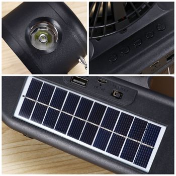 Solar Energy Power 5W Portable Solar Panel Speaker with Fan Flash light for Outdoor Activities Mobile Phone Bluetooth Speakers random color