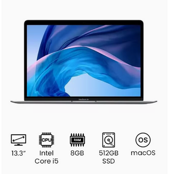 ابل ماك بوك اير 2020، شاشة 13.3 بوصة، كور I5-1030NG7، رام 8 جيجابايت، 512 جيجابايت اس اس دي، معالج رسومات انتل ايريس بلس، لوحة مفاتيح انجليزية - رمادي فلكي