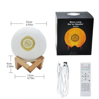 Muslim Quran Speakers with Bluetooth, Night Light, Wireless, Moon, App Control, Islam Speaker, Quran, Touch Lamp Player, 3D