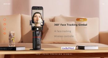 P02 AI Intelligent 360 Auto Face Tracking Smart Rotation Desktop Selfie Gimbal Stabiliser for Smartphone