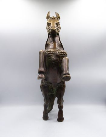 Majestic Bronze Standing Dynamic Horse Figure Set Handcrafted in Nepal