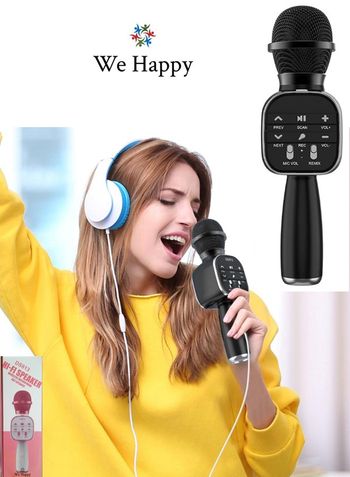 We Happy 3 in 1 Portable Handheld Mic Wireless Karaoke Rechargeable  Bluetooth Speaker Kids Learning stage Confidence Builder Toy