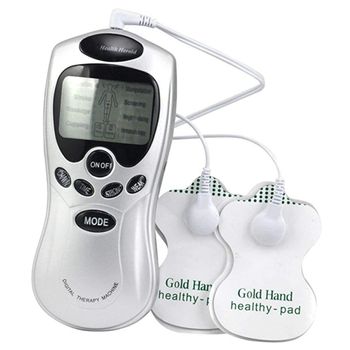 Digital Therapy Machine Full Body Pulse Muscle Relax Massage - 4 Pads - Silver