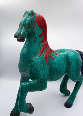 Antique Multicolor Horse Bhatti Stone Handicraft from Nepal