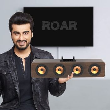 Stereo Channel Roar 20 Watts Dynamic Sound Wireless Wooden Finish Bluetooth Soundbar LANDMARK LM BT1024FM