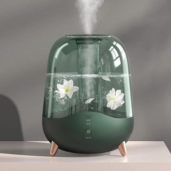 Deerma F329 Crystal Clear Ultrasonic Cool Mist Humidifier 5L Capacity Silent Aromatherapy Diffuser Transparent Water Tank |Water Mist System | 25W Power | Water Shortage Protection | 36dB - Green