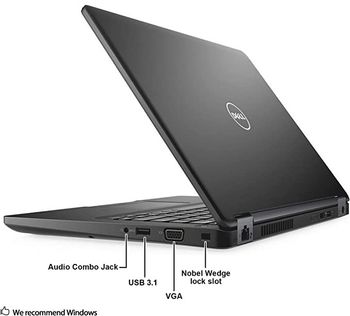 Dell Latitude 5480 Laptop, Intel Core i5-6th Gen 8GB DDR4 RAM 256GB SSD, 14.1 inch Display, Windows 10 Pro, ENG - KB, Black