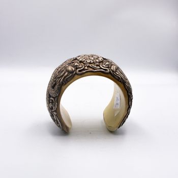 Exquisite Bangle Made of Pure Silver Handmade in Nepal Dragon Carving for Decoration